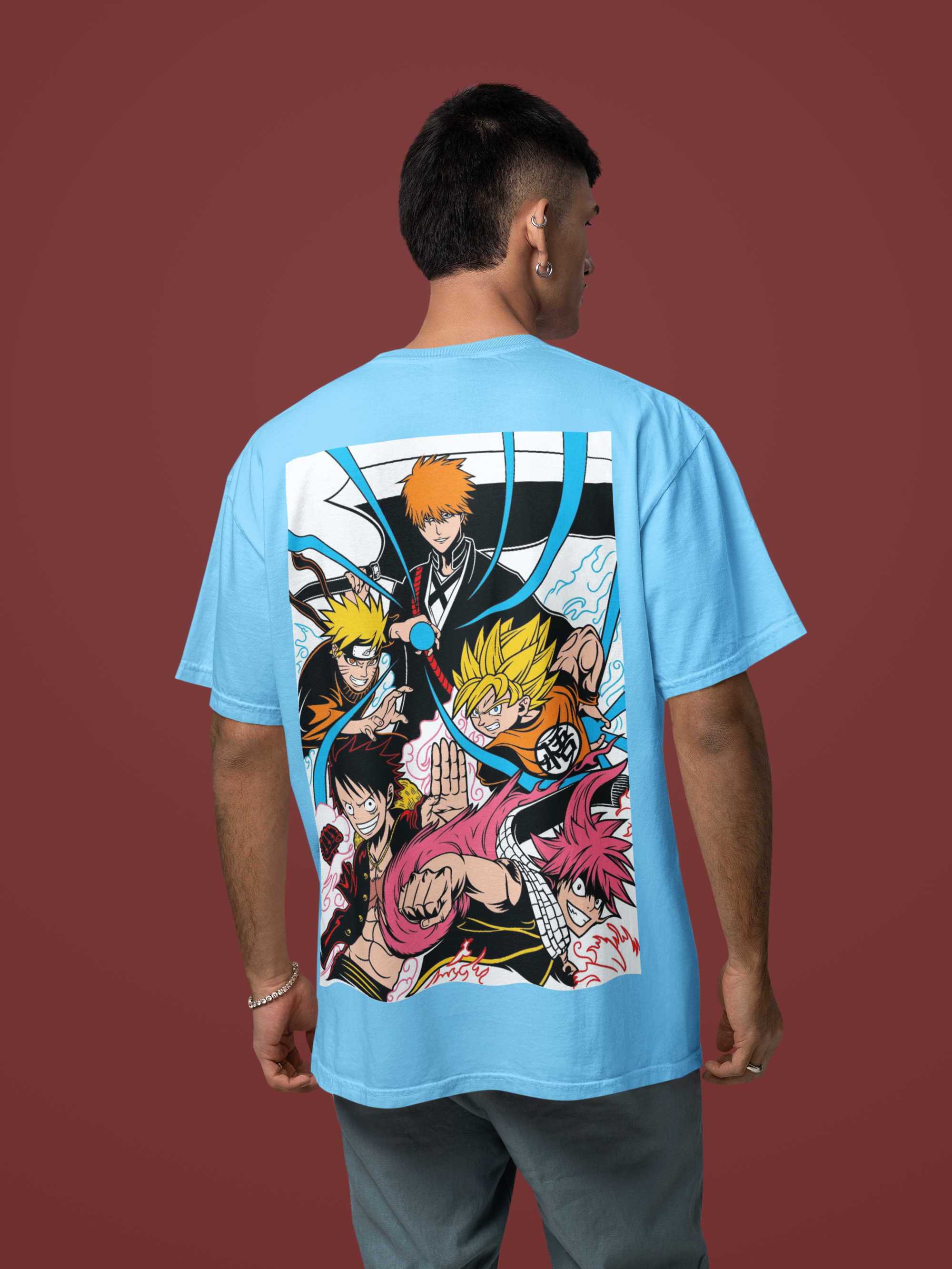 ROYAL SKY BLUE-  ALL FIVE LEGENDS - Over sized Half sleeve T-shirt