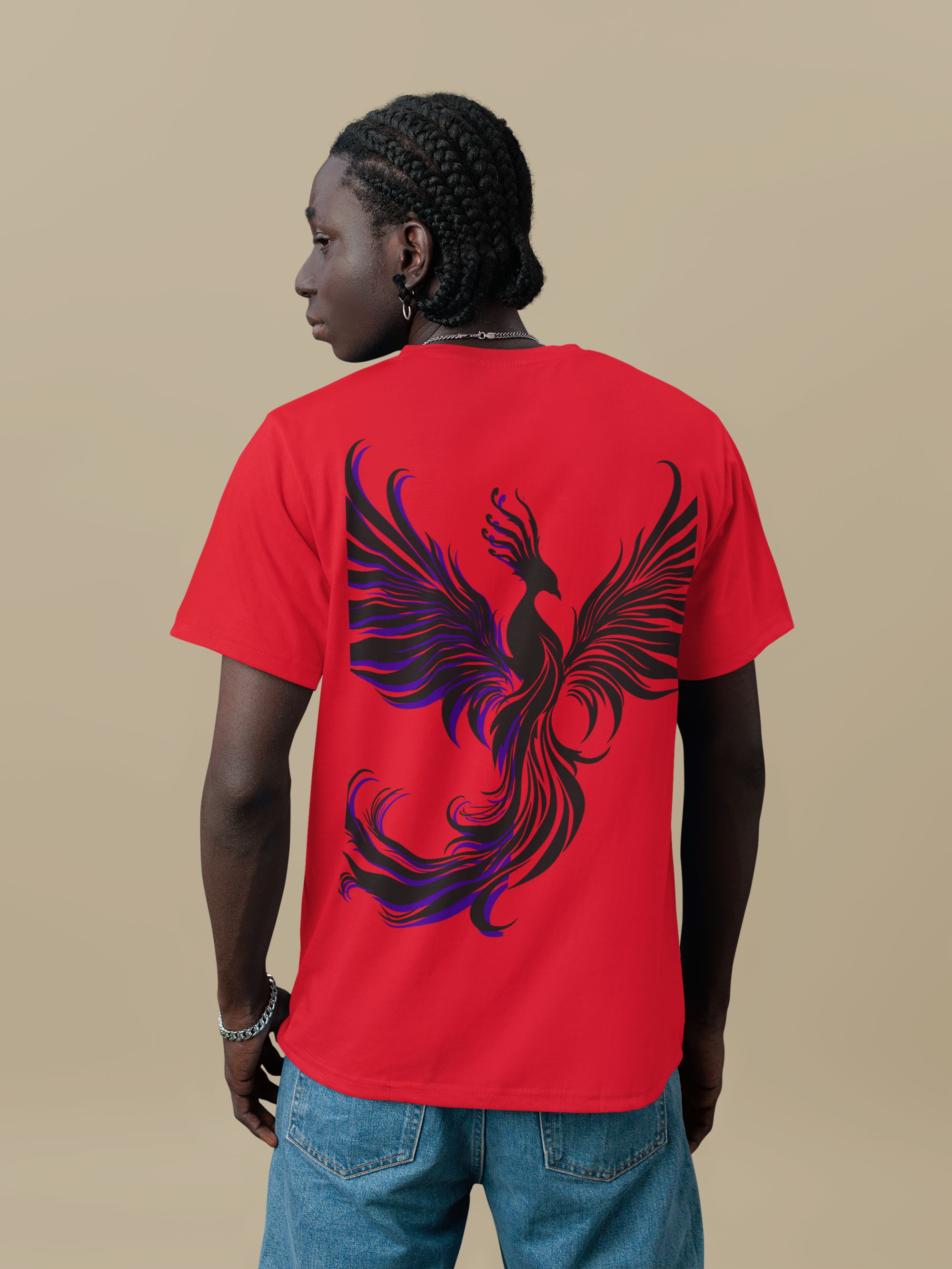 RED -  Pheonix - Over sized Half sleeve T-shirt