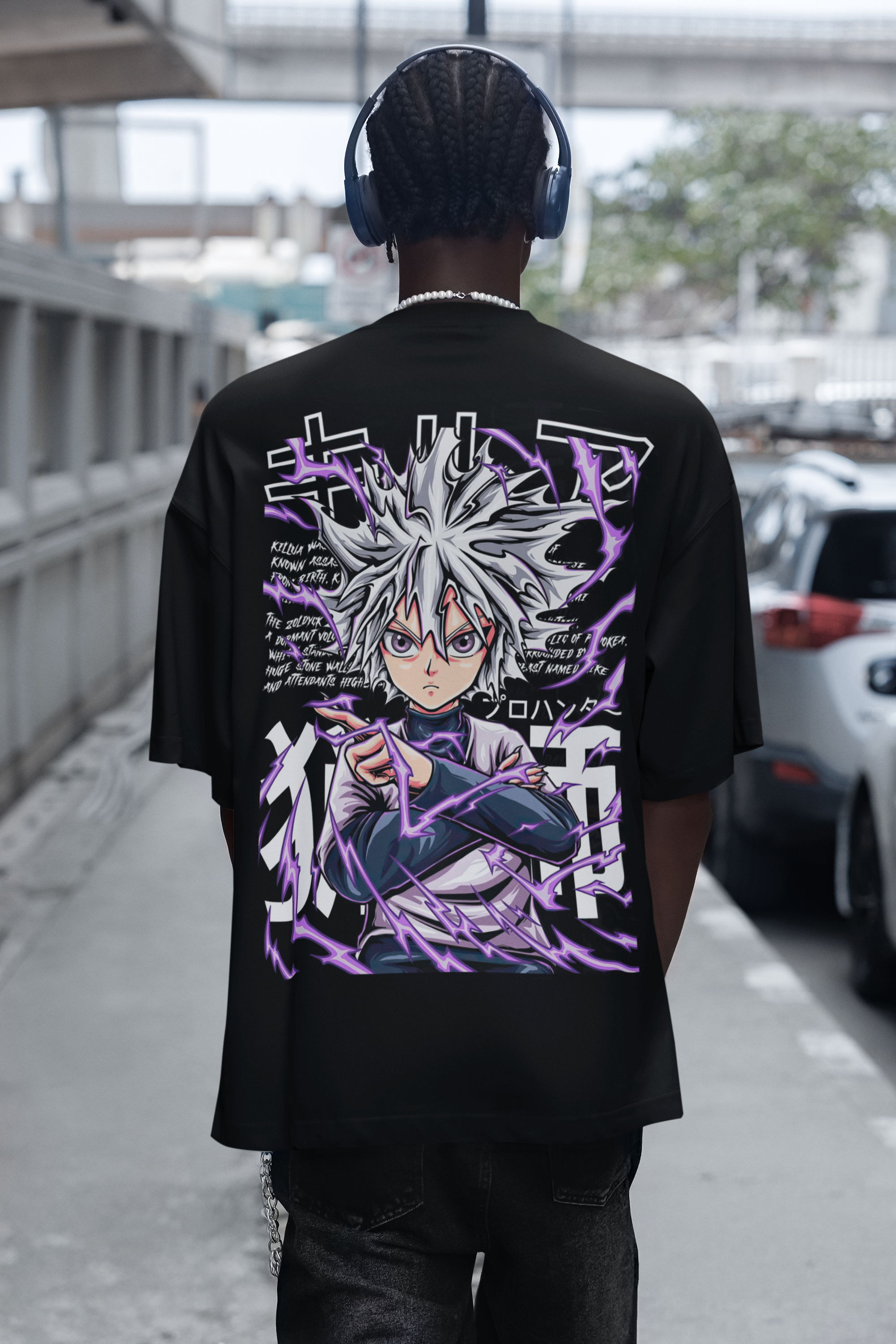 BLACK - KILLUA - Over sized Half sleeve T-shirt