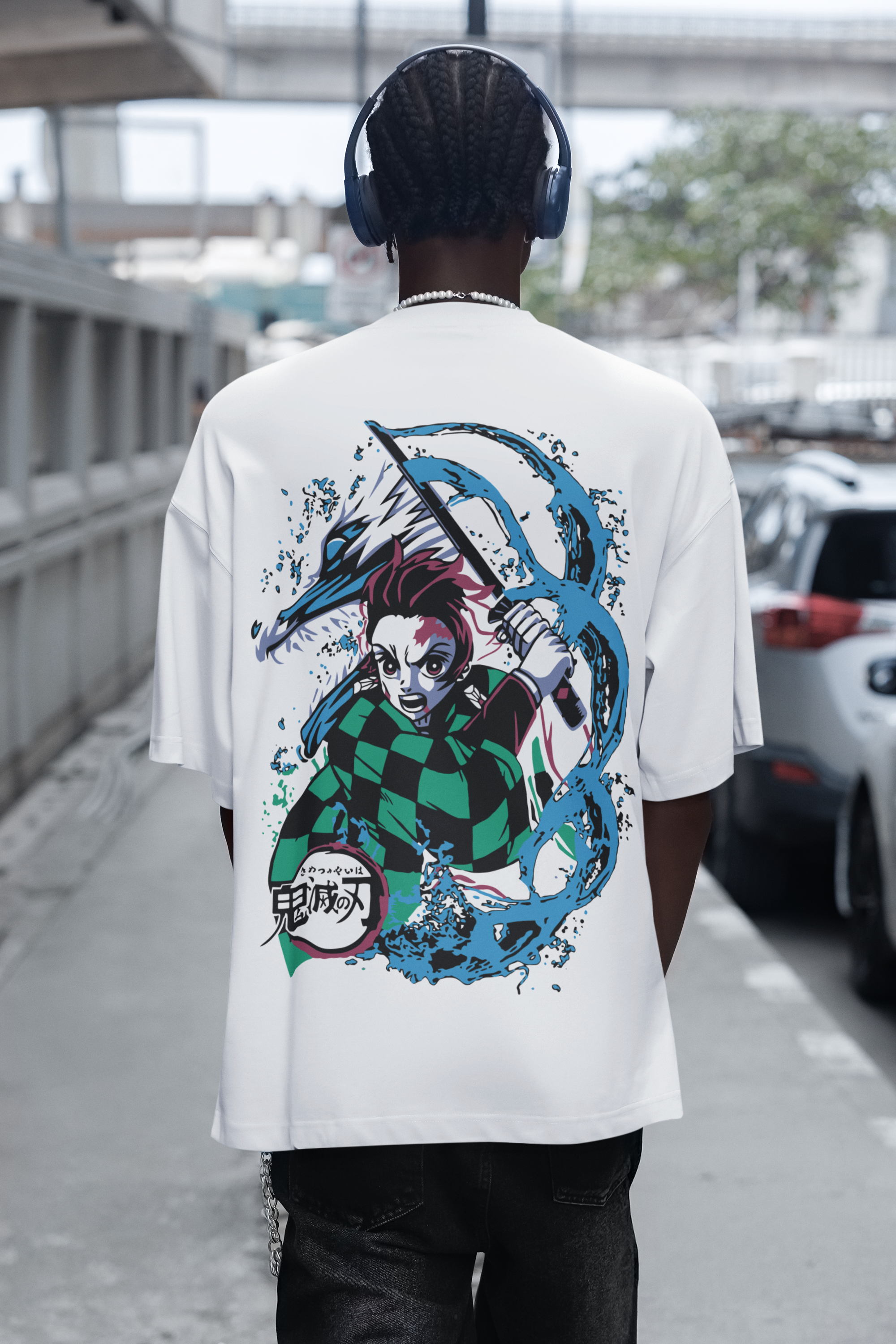 ROYAL WHITE -  TANJIRO - Over sized Half sleeve T-shirt