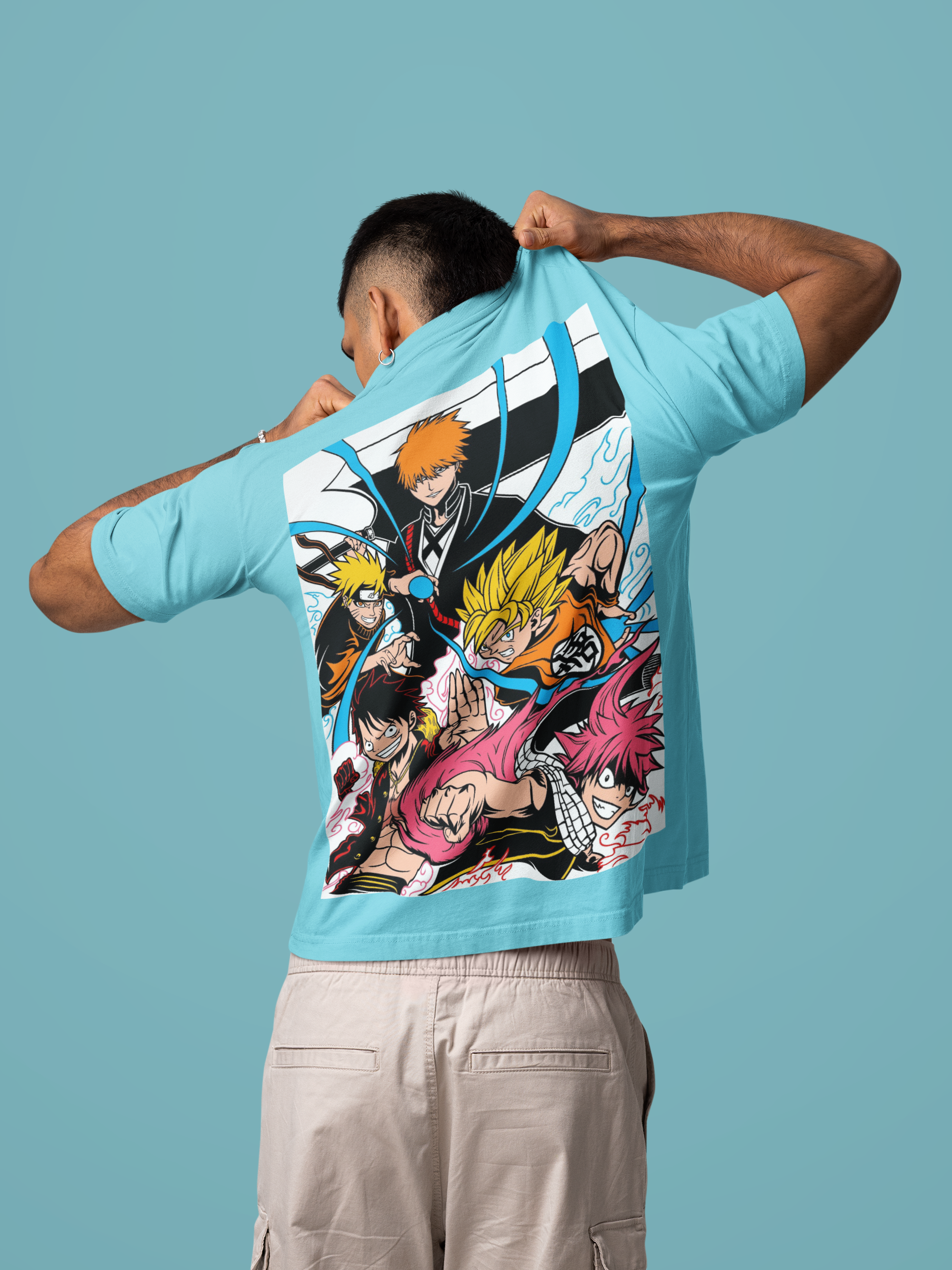 ROYAL SKY BLUE-  ALL FIVE LEGENDS - Over sized Half sleeve T-shirt