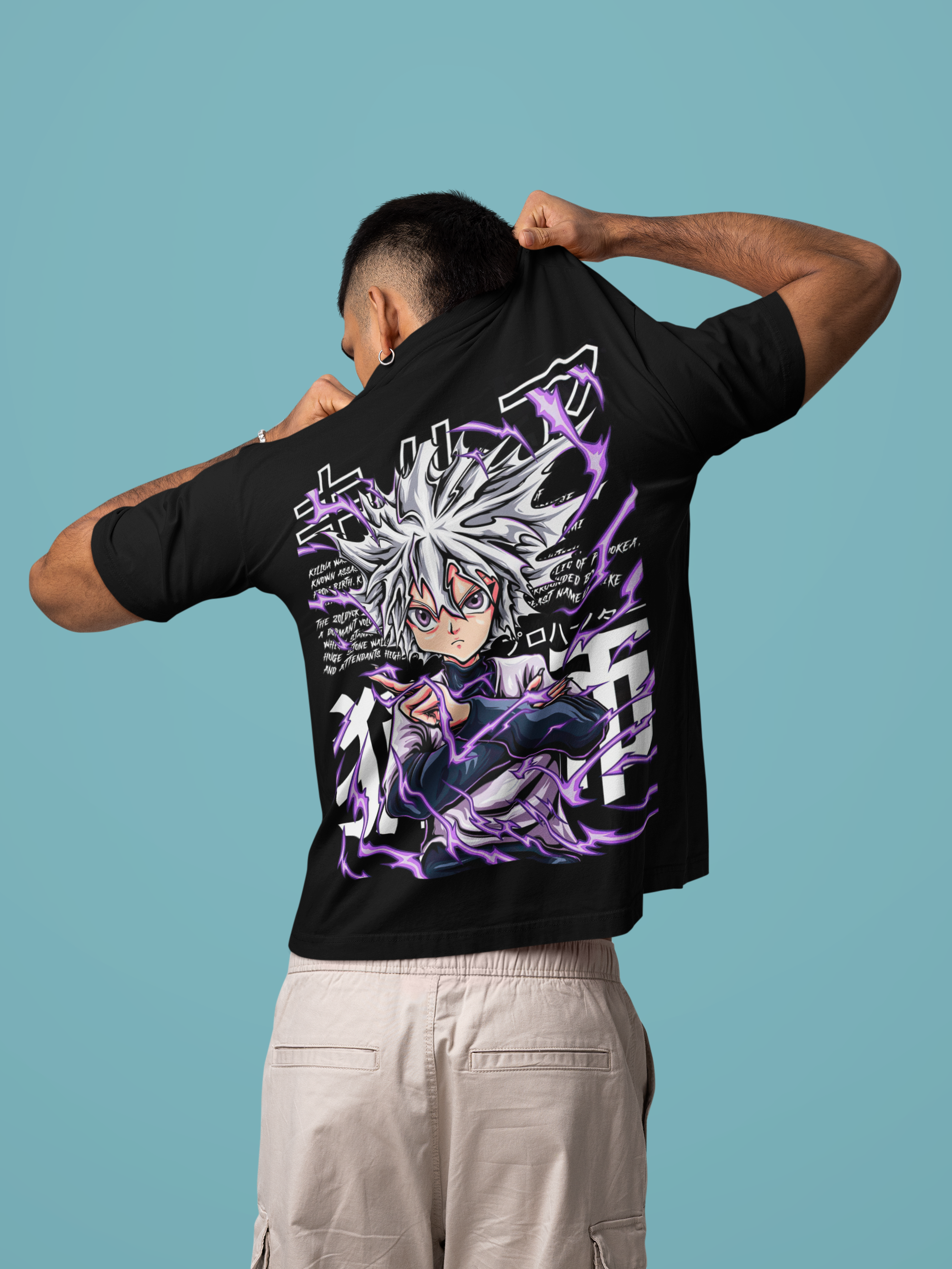 BLACK - KILLUA - Over sized Half sleeve T-shirt