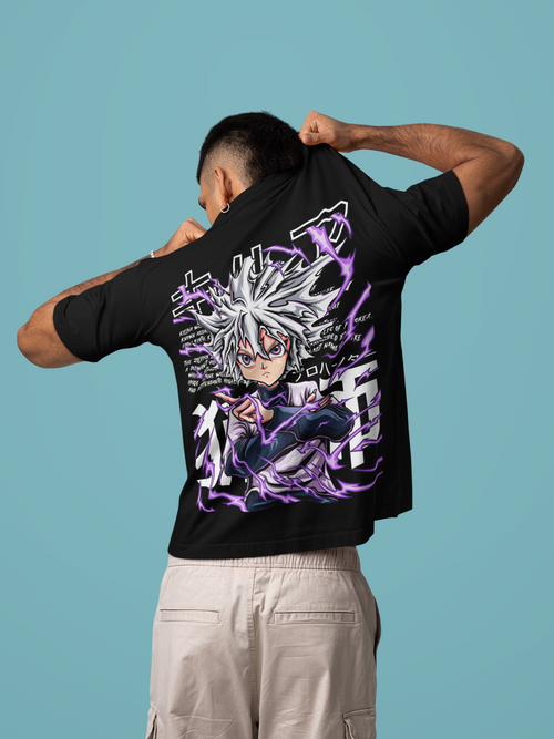 BLACK - KILLUA - Over sized Half sleeve T-shirt