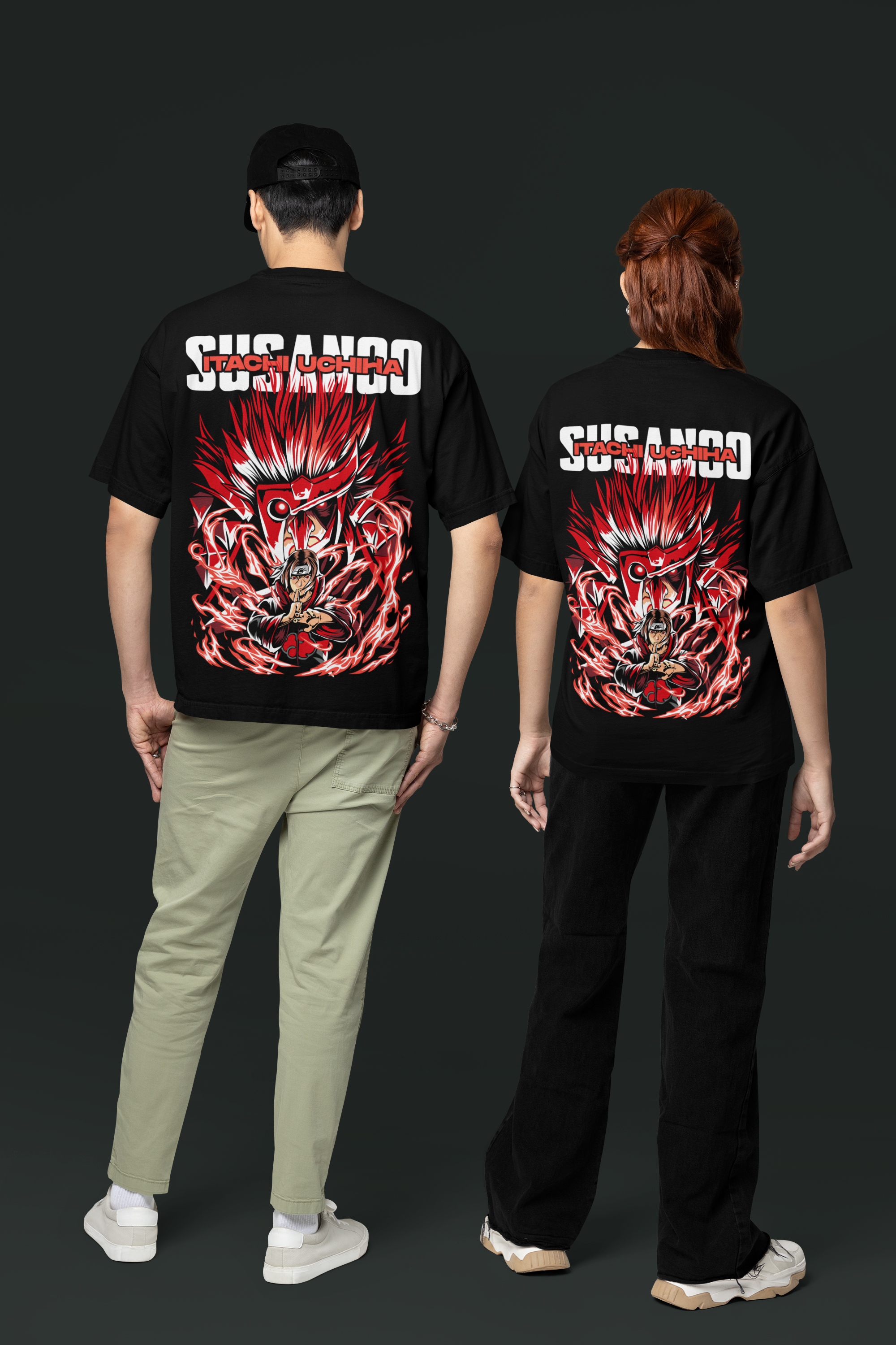 BLACK-  ITACHI - Over sized Half sleeve T-shirt