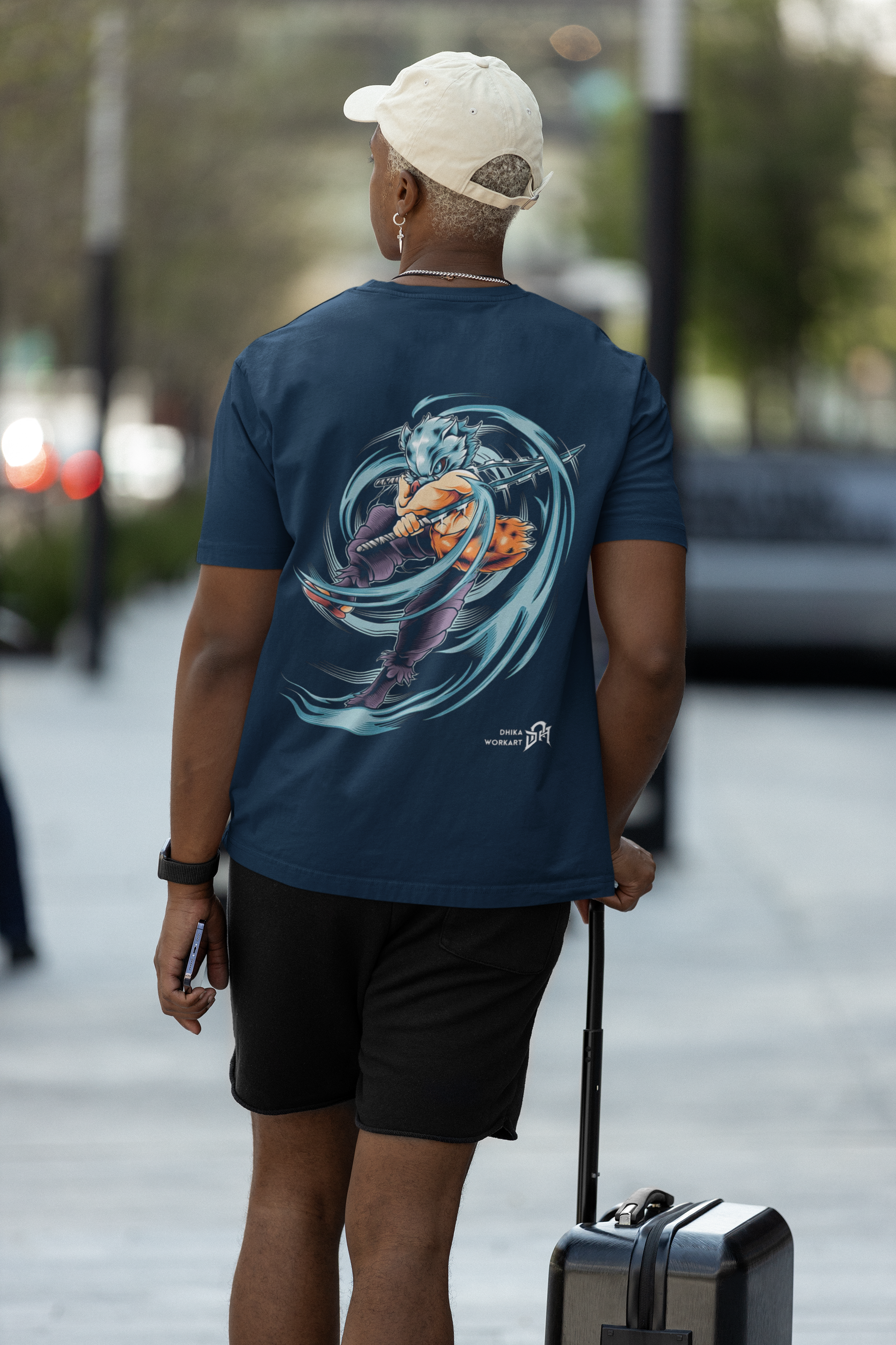 NAVY BLUE - INOSUKE - Over sized Half sleeve T-shirt