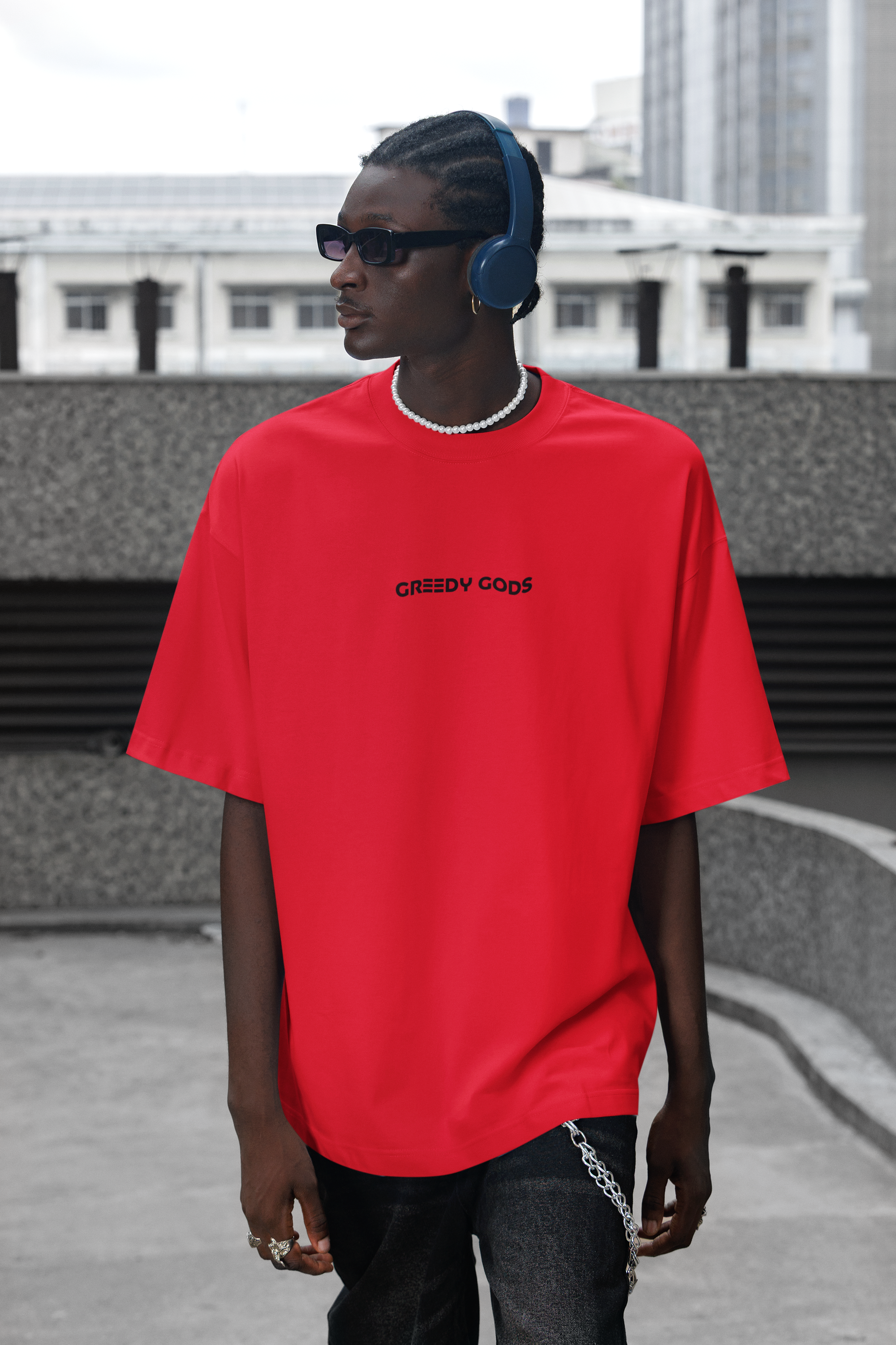 RED -  DEMON SLAYER - IGURO - Over sized Half sleeve T-shirt