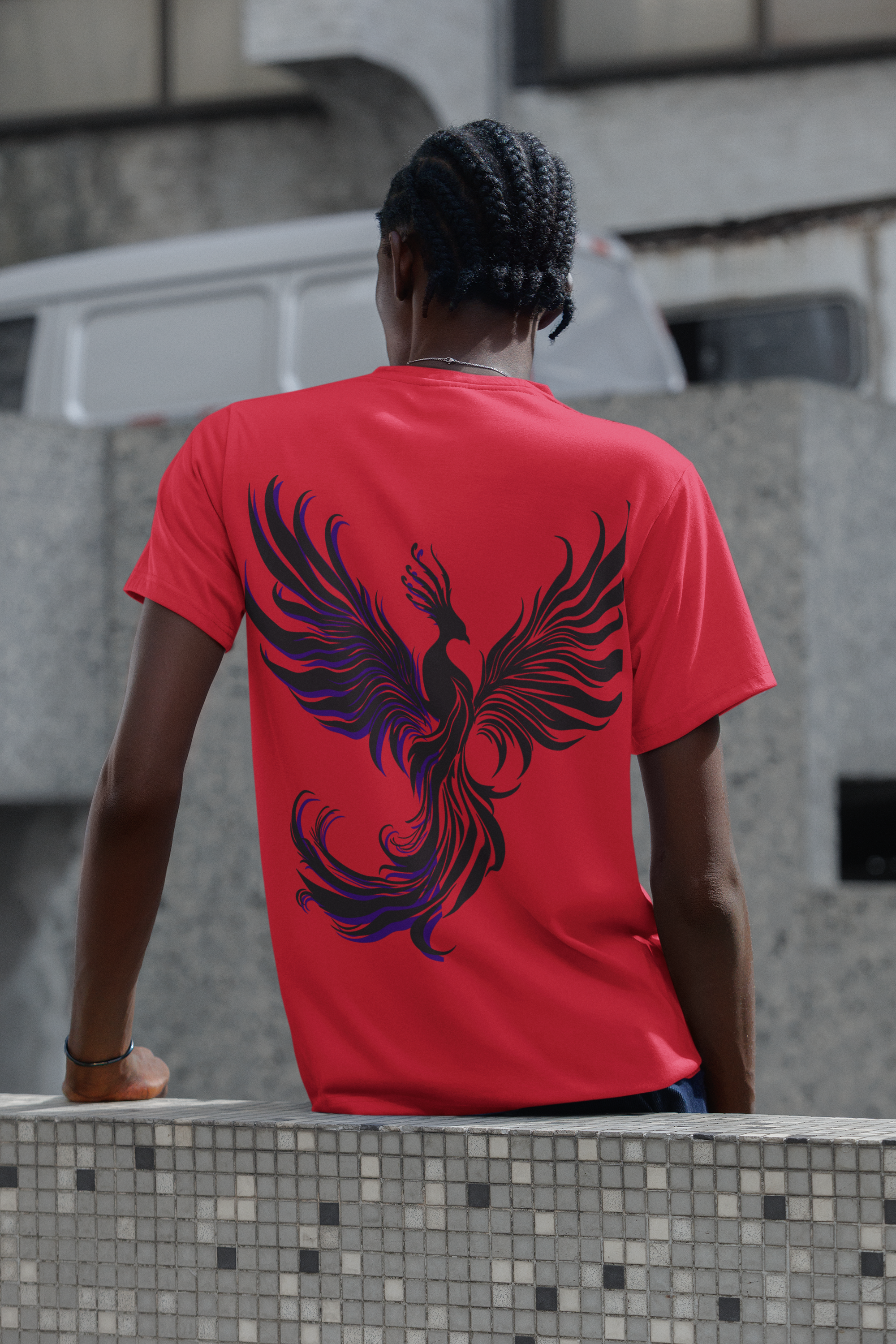 RED -  Pheonix - Over sized Half sleeve T-shirt